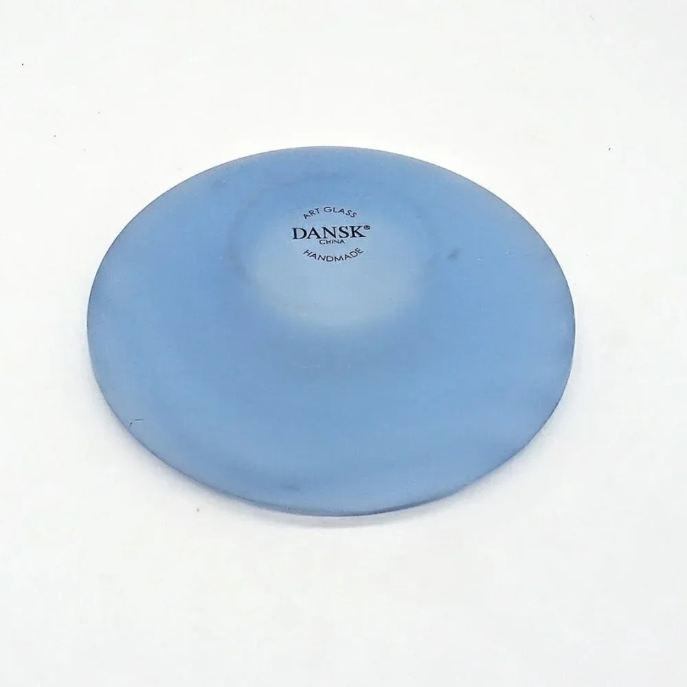 Dansk Handmade Blue Satin Glass Tealight Candle Holder